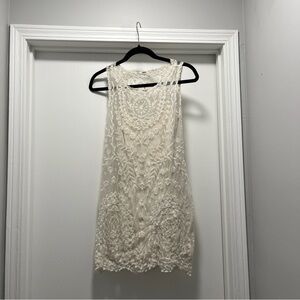Free People Lace Mini Dress XS/S See Measurements Cream Lined Sleeveless
